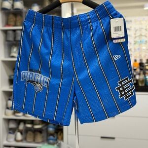 Eric Emanuel Blue and White Athletic Shorts